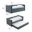 Pemberly Row Channel Tufted Performance Velvet Twin Daybed With Trundle in Blue