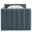 Pemberly Row Channel Tufted Performance Velvet Twin Daybed With Trundle in Blue