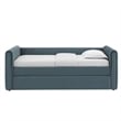 Pemberly Row Channel Tufted Performance Velvet Twin Daybed With Trundle in Blue