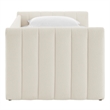 Pemberly Row Channel Tufted Boucle Twin Daybed With Trundle in White