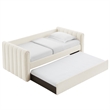 Pemberly Row Channel Tufted Boucle Twin Daybed With Trundle in White