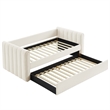 Pemberly Row Channel Tufted Boucle Twin Daybed With Trundle in White
