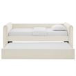 Pemberly Row Channel Tufted Boucle Twin Daybed With Trundle in White