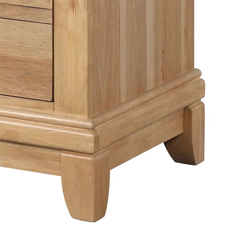 Pemberly Row Wood Nightstand with 3 Drawers-Farmhouse Natural Oak Brown