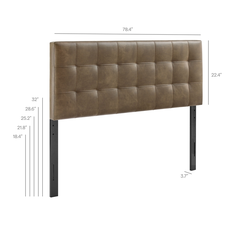 Pemberly Row Contemporary Vegan Leather King Size Headboard in Mushroom