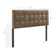Pemberly Row Contemporary Vegan Leather King Size Headboard in Mushroom