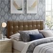 Pemberly Row Contemporary Vegan Leather King Size Headboard in Mushroom