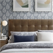 Pemberly Row Contemporary Vegan Leather King Size Headboard in Mushroom