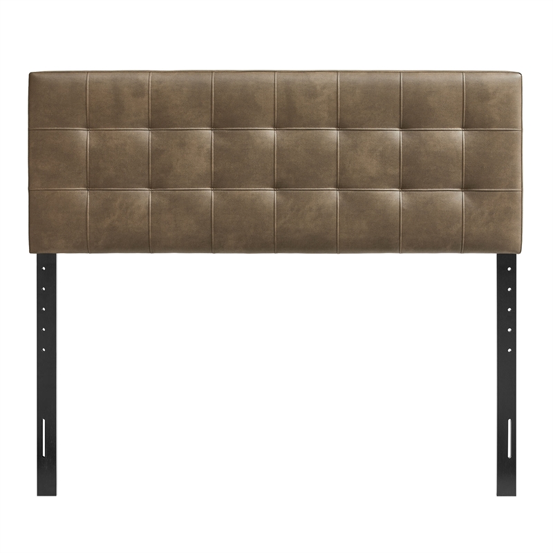 Pemberly Row Contemporary Vegan Leather King Size Headboard in Mushroom