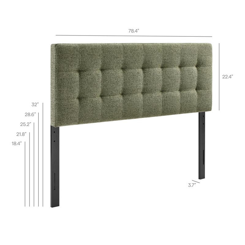 Pemberly Row Contemporary Fabric Upholstered King Size Headboard in Leaf