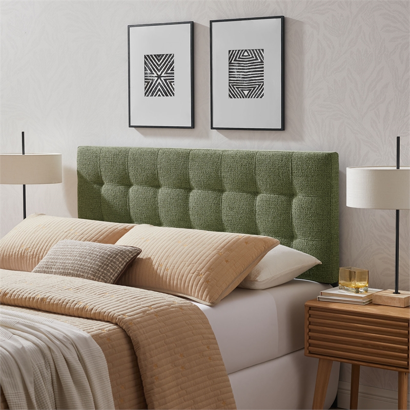 Pemberly Row Contemporary Fabric Upholstered King Size Headboard in Leaf