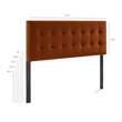 Pemberly Row Contemporary Performance Velvet King Size Headboard in Rust
