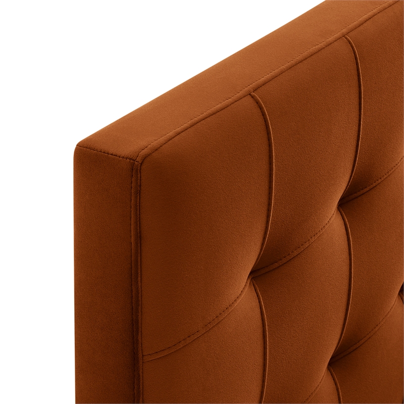 Pemberly Row Contemporary Performance Velvet King Size Headboard in Rust