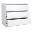 Pemberly Row Contemporary Engineered Wood White High Gloss 3 Drawer Chest