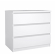 Pemberly Row Contemporary Engineered Wood White High Gloss 3 Drawer Chest