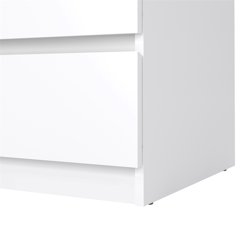 Pemberly Row Contemporary Engineered Wood White High Gloss 3 Drawer Chest
