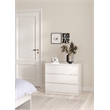 Pemberly Row Contemporary Engineered Wood White High Gloss 3 Drawer Chest