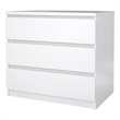 Pemberly Row Contemporary Engineered Wood White High Gloss 3 Drawer Chest