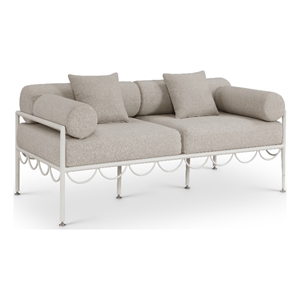 Pemberly Row Contemporary 69.75&quot Beige Water Resisting Fabric Patio Loveseat