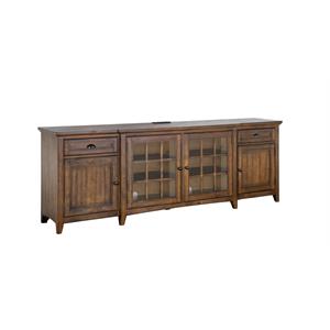 Pemberly Row 90&quot Entertainment Console Wood Toasted Nutmeg Finish
