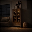 Pemberly Row Dovetail Grey Door Bookcase with Glass Paneled Doors