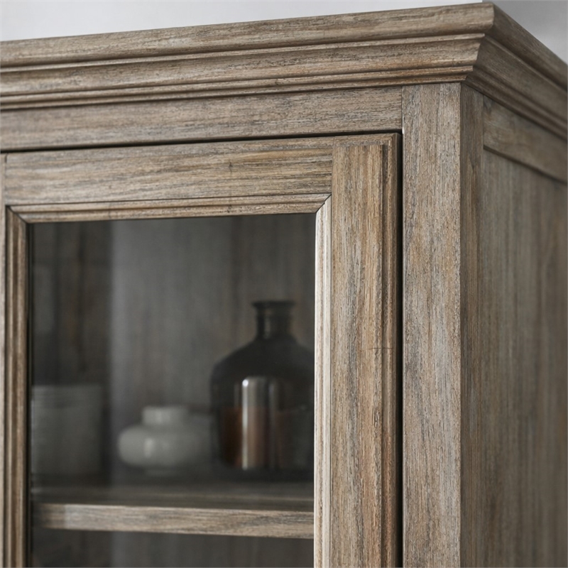 Pemberly Row Dovetail Grey Door Bookcase with Glass Paneled Doors