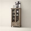 Pemberly Row Dovetail Grey Door Bookcase with Glass Paneled Doors