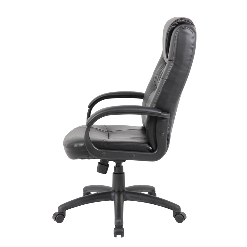 Pemberly Row Contemporary Executive High Back LeatherPlus Chair in Black