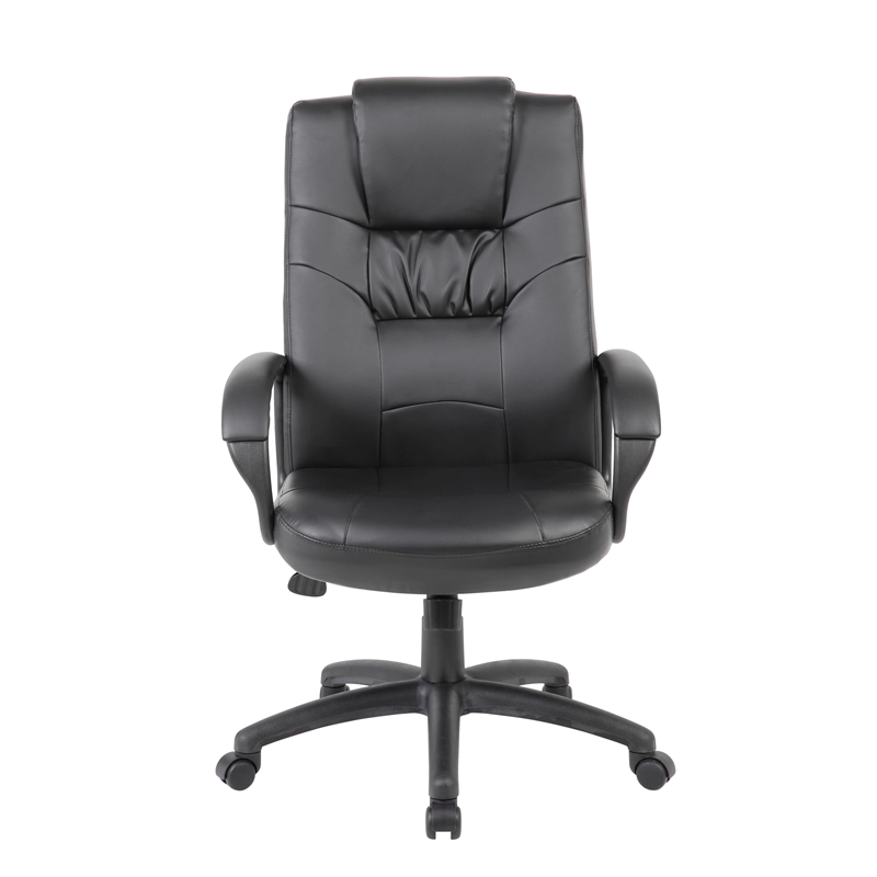 Pemberly Row Contemporary Executive High Back LeatherPlus Chair in Black