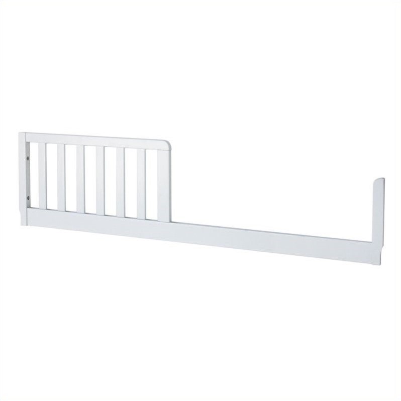 Pemberly Row Contemporary Wood Toddler Bed Conversion Rail Kit in White