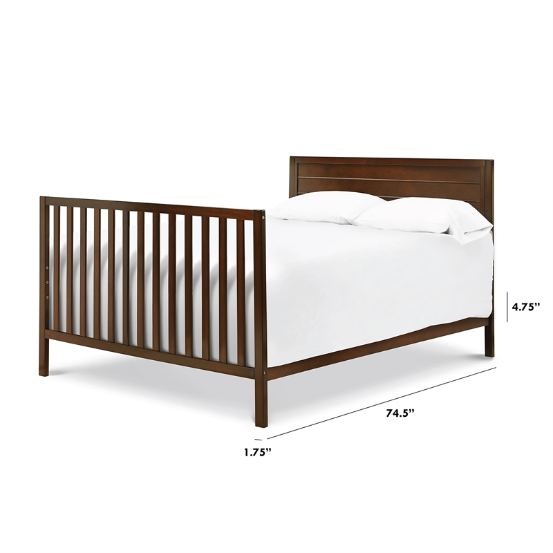 Pemberly Row Hidden Hardware Twin-Full Size Wood Bed Conversion Kit in Espresso