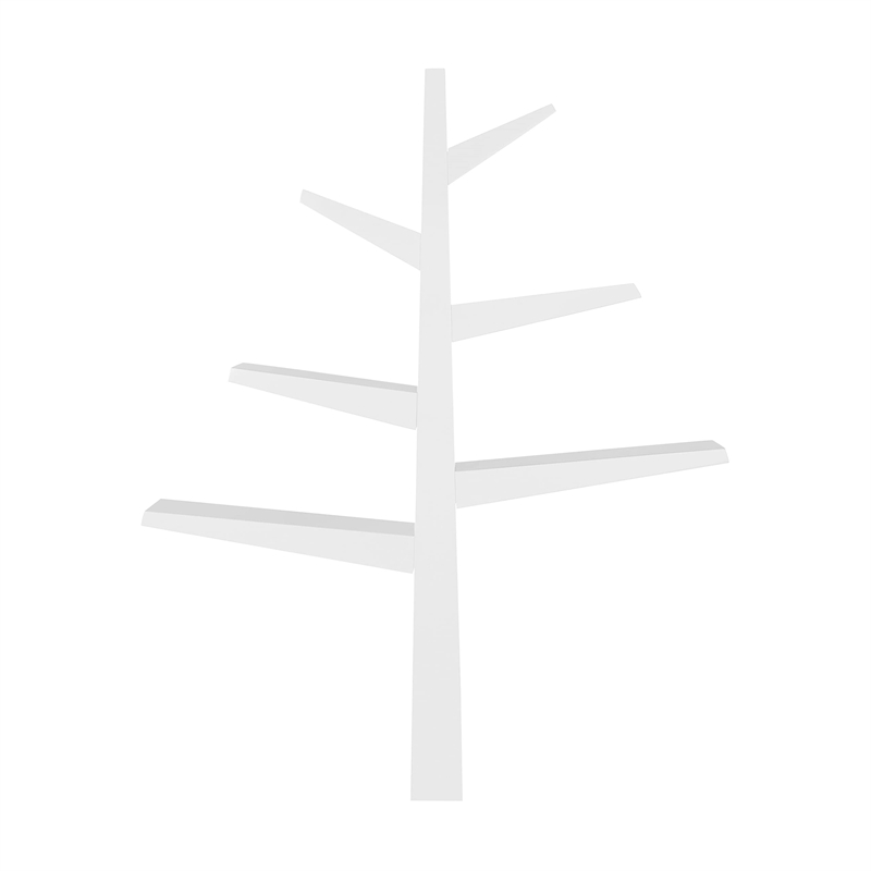 Pemberly Row Modern Wood Tree Bookcase in White - 51.17