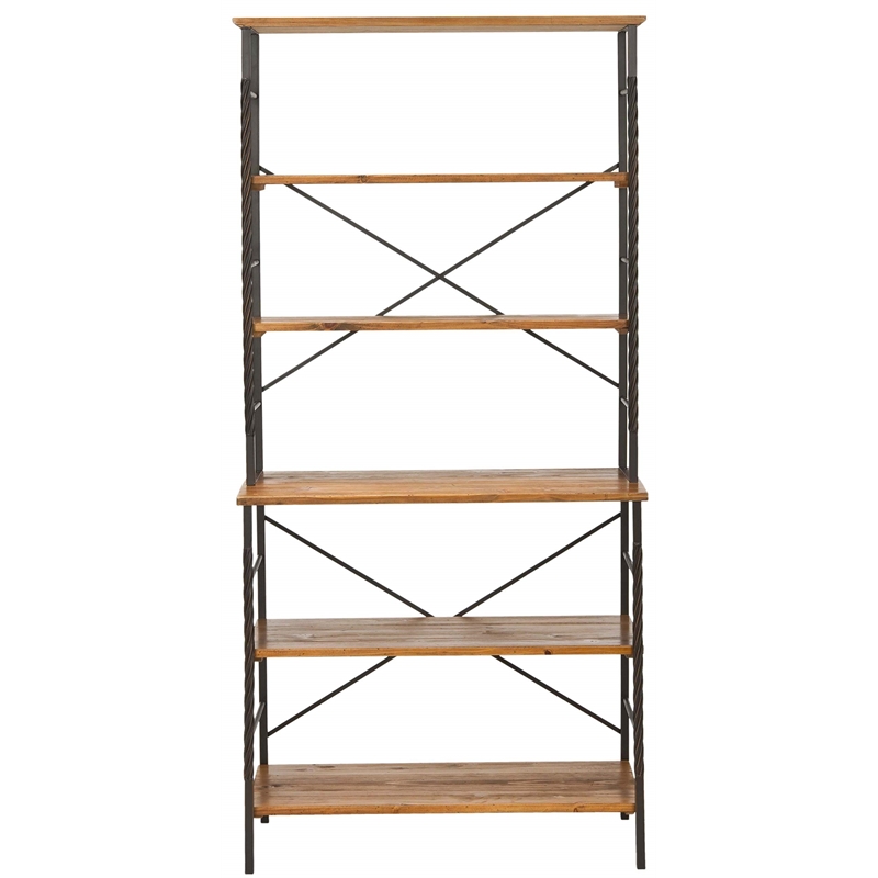 Pemberly Row Industrial Metal Gray Antique Pewter Etagere - 77.2