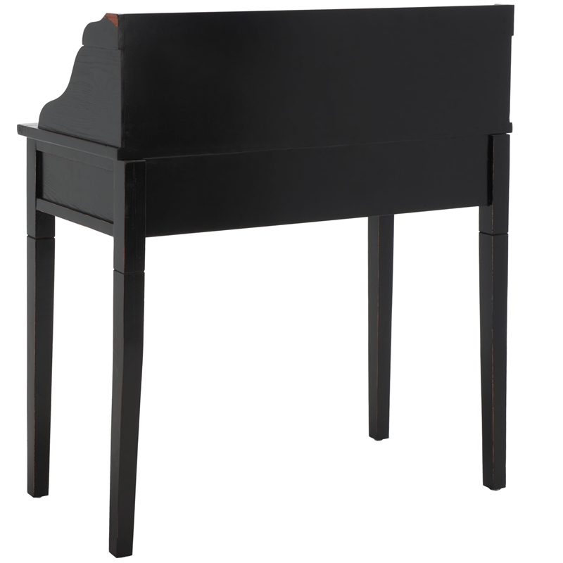 Pemberly Row Contemporary Wood Mahogany Writing Desk in Black