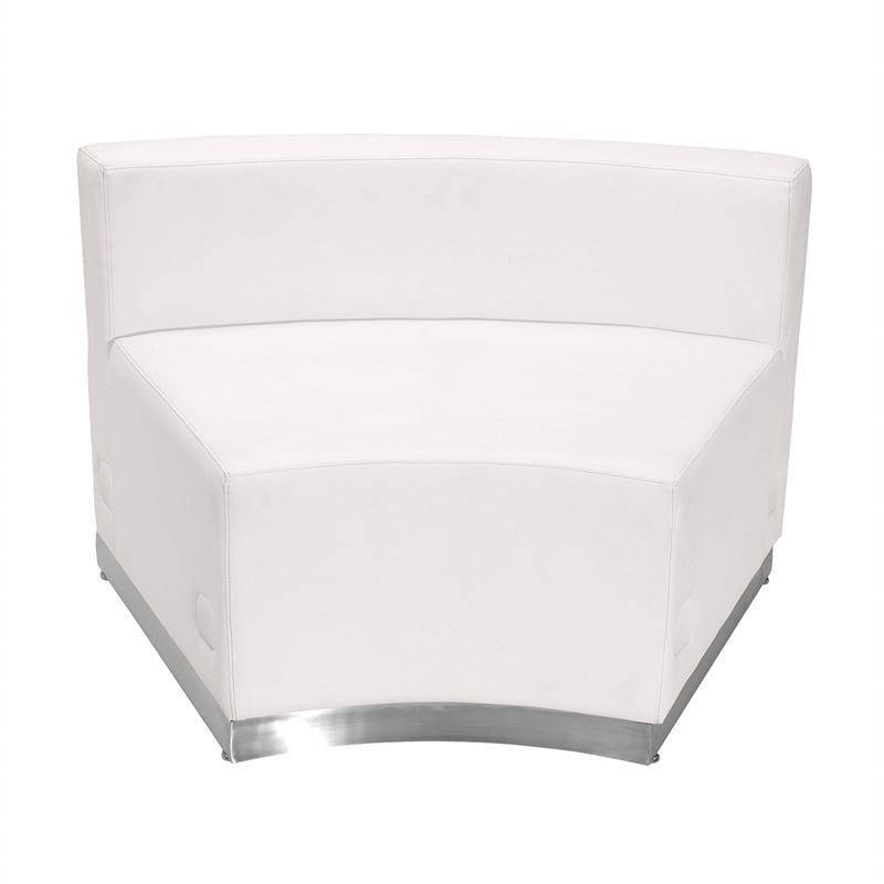Pemberly Row Contemporary Leather Concave Armless Chair in Melrose White