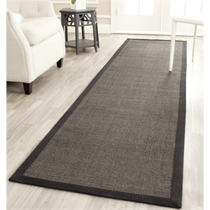 Pemberly Row Transitional Fabric Gray Charcoal Runner Area Rug - 2'6&quot x 10'