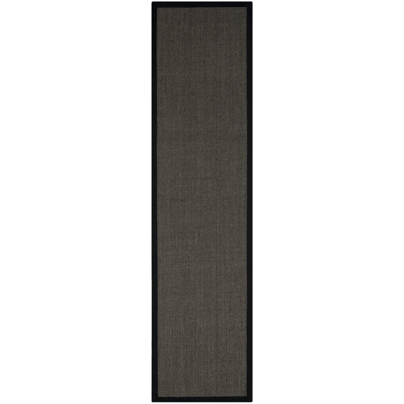 Pemberly Row Transitional Fabric Gray Charcoal Runner Area Rug - 2'6