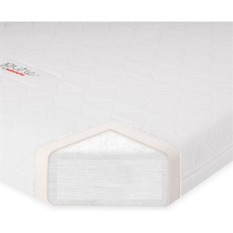 Pemberly Row Standard Fabric Crib Mattress with Hybrid Quilted Cover in White