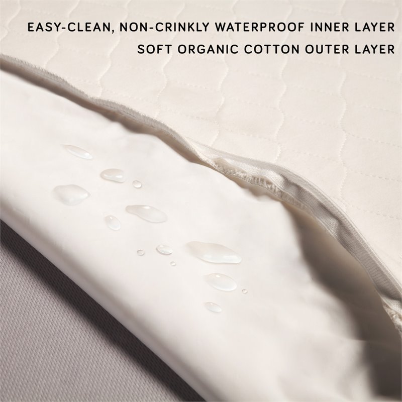 Pemberly Row Standard Fabric Crib Mattress with Hybrid Quilted Cover in White