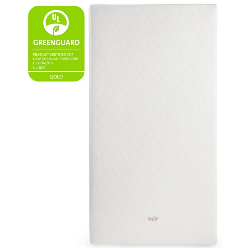 Pemberly Row Standard Fabric Crib Mattress with Hybrid Quilted Cover in White