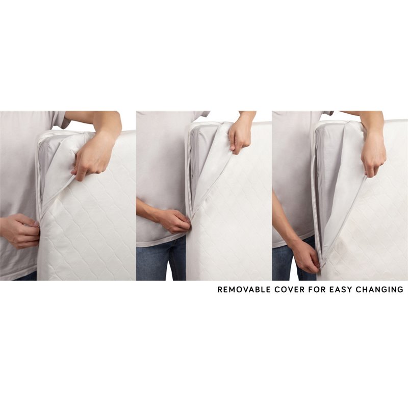 Pemberly Row Standard Fabric Crib Mattress with Hybrid Quilted Cover in White