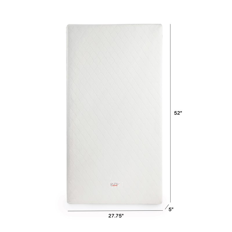 Pemberly Row Standard Fabric Crib Mattress with Hybrid Quilted Cover in White