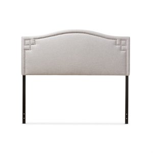 Pemberly Row Contemporary Upholstered Queen Headboard in Grayish Beige