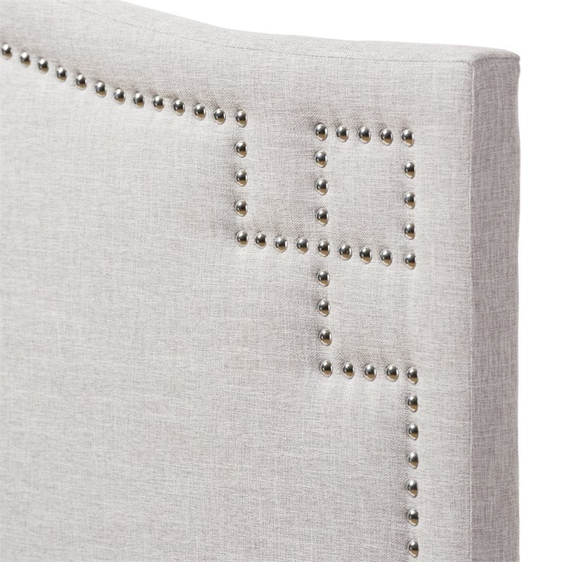 Pemberly Row Contemporary Upholstered Queen Headboard in Grayish Beige