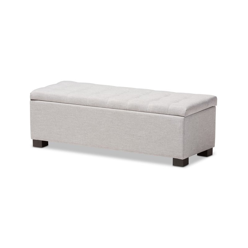 Pemberly Row Contemporary Solid Wood Roanoke Storage Bench in Grayish Beige