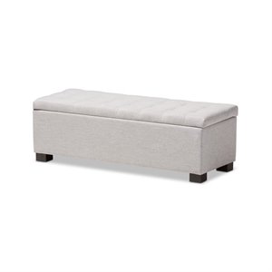 Pemberly Row Contemporary Solid Wood Roanoke Storage Bench in Grayish Beige