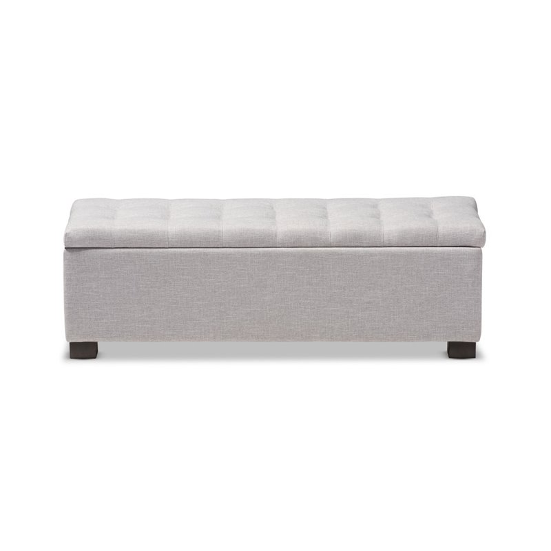 Pemberly Row Contemporary Solid Wood Roanoke Storage Bench in Grayish Beige