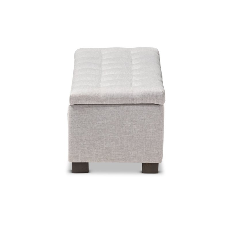 Pemberly Row Contemporary Solid Wood Roanoke Storage Bench in Grayish Beige