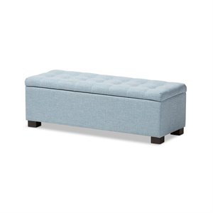 Pemberly Row Contemporary Solid Wood Roanoke Storage Bench in Light Blue