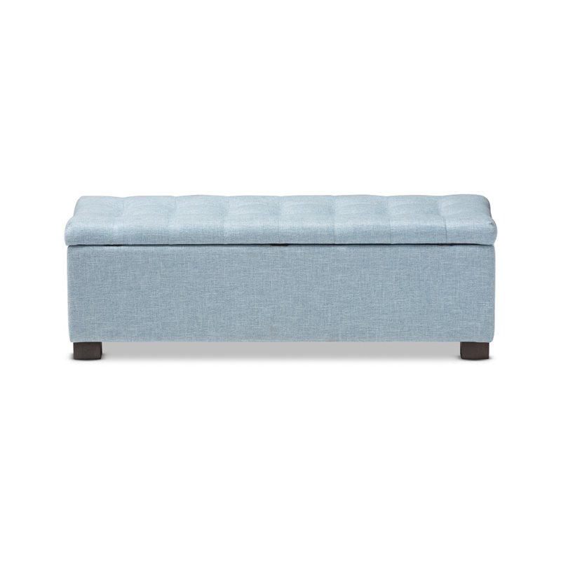 Pemberly Row Contemporary Solid Wood Roanoke Storage Bench in Light Blue